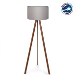 GloboStar® SAGA 204-0036 Μοντέρνο Eπιδαπέδιο Φωτιστικό Μονόφωτο 1 x E27 IP20 Καφέ Ξύλο με Γκρι Ύφασμα - Μ38 x Π38 x Υ140cm