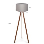 GloboStar® SAGA 204-0036 Μοντέρνο Eπιδαπέδιο Φωτιστικό Μονόφωτο 1 x E27 IP20 Καφέ Ξύλο με Γκρι Ύφασμα - Μ38 x Π38 x Υ140cm