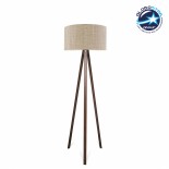 GloboStar® SAGA 204-0040 Μοντέρνο Eπιδαπέδιο Φωτιστικό Μονόφωτο 1 x E27 IP20 Καφέ Ξύλο με Μπεζ Ύφασμα - Μ38 x Π38 x Υ140cm