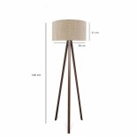 GloboStar® SAGA 204-0040 Μοντέρνο Eπιδαπέδιο Φωτιστικό Μονόφωτο 1 x E27 IP20 Καφέ Ξύλο με Μπεζ Ύφασμα - Μ38 x Π38 x Υ140cm