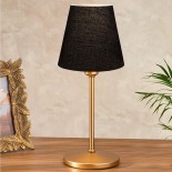 GloboStar® GLOSSY 204-0056 Μοντέρνο Eπιτραπέζιο Φωτιστικό Μονόφωτο 1 x E14 IP20 Χρυσό Μέταλλο με Μαύρο Ύφασμα - Μ13 x Π13 x Υ37cm