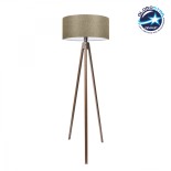 GloboStar® SAGA 204-0039 Μοντέρνο Eπιδαπέδιο Φωτιστικό Μονόφωτο 1 x E27 IP20 Καφέ Ξύλο με Μπεζ Ύφασμα - Μ38 x Π38 x Υ140cm