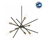 GloboStar® SUNFY 201-0030 Μοντέρνο Φωτιστικό Οροφής Πλέγμα Πολύφωτο 6 x E27 IP20 Μαύρο με Μπρονζέ Μέταλλο - Μ60 x Π70 x Υ60cm