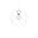 GloboStar® VORTEX 203-0001 Mοντέρνο Κρεμαστό Φωτιστικό Πλέγμα Μονόφωτο 1 x E27 IP20 Λευκό Μέταλλο - Μ23.5 x Π23.5 x Υ20cm