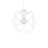 GloboStar® VORTEX 203-0001 Mοντέρνο Κρεμαστό Φωτιστικό Πλέγμα Μονόφωτο 1 x E27 IP20 Λευκό Μέταλλο - Μ23.5 x Π23.5 x Υ20cm