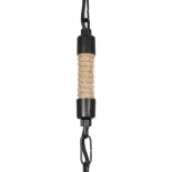 GloboStar® ZION 203-0003 Vintage Κρεμαστό Φωτιστικό Σχοινί Μονόφωτο 1 x E27 IP20 Μαύρο Μέταλλο με Μπεζ Σχοινί - Μ33 x Π33 x Υ29cm