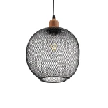 GLOBOSTAR® WIRE 203-0004 Μοντέρνο Κρεμαστό Φωτιστικό Οροφής με Ντουί 1 x E27 AC 220-240V IP20 - Μαύρο & Χάλκινο - Μ25 x Π25 x Υ30cm