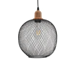 GLOBOSTAR® WIRE 203-0004 Μοντέρνο Κρεμαστό Φωτιστικό Οροφής με Ντουί 1 x E27 AC 220-240V IP20 - Μαύρο & Χάλκινο - Μ25 x Π25 x Υ30cm