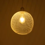 GLOBOSTAR® WIRE 203-0005 Μοντέρνο Κρεμαστό Φωτιστικό Οροφής με Ντουί 1 x E27 AC 220-240V IP20 - Λευκό & Χρυσό - Μ25 x Π25 x Υ30cm