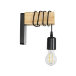 GloboStar® XYLO 203-0014 Μοντέρνο Επιτοίχιο Φωτιστικό Απλίκα Μονόφωτο 1 x E27 IP20 Μαύρο Μέταλλο με Μπεζ Ξύλο - Μ18 x Π18 x Υ19cm