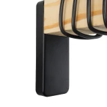 GloboStar® XYLO 203-0014 Μοντέρνο Επιτοίχιο Φωτιστικό Απλίκα Μονόφωτο 1 x E27 IP20 Μαύρο Μέταλλο με Μπεζ Ξύλο - Μ18 x Π18 x Υ19cm