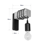 GloboStar® XYLO 203-0014 Μοντέρνο Επιτοίχιο Φωτιστικό Απλίκα Μονόφωτο 1 x E27 IP20 Μαύρο Μέταλλο με Μπεζ Ξύλο - Μ18 x Π18 x Υ19cm