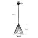 GLOBOSTAR® ARCWIRE LE-203-0015 Μοντέρνο Κρεμαστό Φωτιστικό Οροφής με Ντουί 1 x E27 AC 220-240V IP20 - Μαύρο - Μ25 x Π25 x Υ30cm