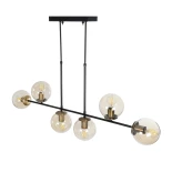GloboStar® LATTICE 203-0016 Μοντέρνο Κρεμαστό Φωτιστικό Μπάλα Πολύφωτο 6 x E27 IP20 Μαύρο & Μπρούτζινο Μέταλλο με Mελί Γυαλί - Μ120 x Π15 x Υ32cm