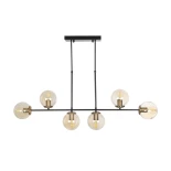GloboStar® LATTICE 203-0016 Μοντέρνο Κρεμαστό Φωτιστικό Μπάλα Πολύφωτο 6 x E27 IP20 Μαύρο & Μπρούτζινο Μέταλλο με Mελί Γυαλί - Μ120 x Π15 x Υ32cm