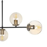 GloboStar® LATTICE 203-0016 Μοντέρνο Κρεμαστό Φωτιστικό Μπάλα Πολύφωτο 6 x E27 IP20 Μαύρο & Μπρούτζινο Μέταλλο με Mελί Γυαλί - Μ120 x Π15 x Υ32cm