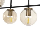 GloboStar® LATTICE 203-0016 Μοντέρνο Κρεμαστό Φωτιστικό Μπάλα Πολύφωτο 6 x E27 IP20 Μαύρο & Μπρούτζινο Μέταλλο με Mελί Γυαλί - Μ120 x Π15 x Υ32cm