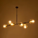 GloboStar® LATTICE 203-0017 Μοντέρνο Κρεμαστό Φωτιστικό Μπάλα Πολύφωτο 6 x E27 IP20 Μαύρο & Μπρούτζινο Μέταλλο με Mελί Γυαλί - Μ120 x Π32 x Υ32cm