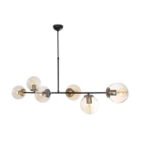 GloboStar® LATTICE 203-0017 Μοντέρνο Κρεμαστό Φωτιστικό Μπάλα Πολύφωτο 6 x E27 IP20 Μαύρο & Μπρούτζινο Μέταλλο με Mελί Γυαλί - Μ120 x Π32 x Υ32cm