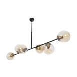 GloboStar® LATTICE 203-0017 Μοντέρνο Κρεμαστό Φωτιστικό Μπάλα Πολύφωτο 6 x E27 IP20 Μαύρο & Μπρούτζινο Μέταλλο με Mελί Γυαλί - Μ120 x Π32 x Υ32cm