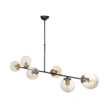 GloboStar® LATTICE 203-0017 Μοντέρνο Κρεμαστό Φωτιστικό Μπάλα Πολύφωτο 6 x E27 IP20 Μαύρο & Μπρούτζινο Μέταλλο με Mελί Γυαλί - Μ120 x Π32 x Υ32cm
