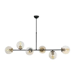 GloboStar® LATTICE 203-0017 Μοντέρνο Κρεμαστό Φωτιστικό Μπάλα Πολύφωτο 6 x E27 IP20 Μαύρο & Μπρούτζινο Μέταλλο με Mελί Γυαλί - Μ120 x Π32 x Υ32cm