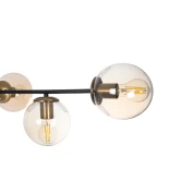 GloboStar® LATTICE 203-0017 Μοντέρνο Κρεμαστό Φωτιστικό Μπάλα Πολύφωτο 6 x E27 IP20 Μαύρο & Μπρούτζινο Μέταλλο με Mελί Γυαλί - Μ120 x Π32 x Υ32cm