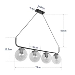 GLOBOSTAR® LATTICE 203-0018 Μοντέρνο Κρεμαστό Φωτιστικό Οροφής με Ντουί 4 x E27 AC 220-240V IP20 - Μαύρο & Μπρούτζινο - Μ78 x Π15 x Υ81cm