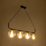 GLOBOSTAR® LATTICE 203-0018 Μοντέρνο Κρεμαστό Φωτιστικό Οροφής με Ντουί 4 x E27 AC 220-240V IP20 - Μαύρο & Μπρούτζινο - Μ78 x Π15 x Υ81cm