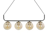 GLOBOSTAR® LATTICE 203-0018 Μοντέρνο Κρεμαστό Φωτιστικό Οροφής με Ντουί 4 x E27 AC 220-240V IP20 - Μαύρο & Μπρούτζινο - Μ78 x Π15 x Υ81cm