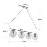 GloboStar® LATTICE 203-0019 Μοντέρνο Κρεμαστό Φωτιστικό Ράγα Πολύφωτο 4 x E27 IP20 Χρυσό Μέταλλο με Mελί Γυαλί - Μ78 x Π15 x Υ81cm
