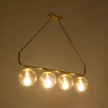 GloboStar® LATTICE 203-0019 Μοντέρνο Κρεμαστό Φωτιστικό Ράγα Πολύφωτο 4 x E27 IP20 Χρυσό Μέταλλο με Mελί Γυαλί - Μ78 x Π15 x Υ81cm
