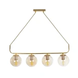 GloboStar® LATTICE 203-0019 Μοντέρνο Κρεμαστό Φωτιστικό Ράγα Πολύφωτο 4 x E27 IP20 Χρυσό Μέταλλο με Mελί Γυαλί - Μ78 x Π15 x Υ81cm