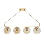 GloboStar® LATTICE 203-0019 Μοντέρνο Κρεμαστό Φωτιστικό Ράγα Πολύφωτο 4 x E27 IP20 Χρυσό Μέταλλο με Mελί Γυαλί - Μ78 x Π15 x Υ81cm
