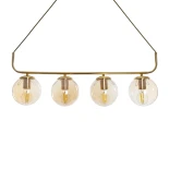 GloboStar® LATTICE 203-0019 Μοντέρνο Κρεμαστό Φωτιστικό Ράγα Πολύφωτο 4 x E27 IP20 Χρυσό Μέταλλο με Mελί Γυαλί - Μ78 x Π15 x Υ81cm