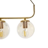 GloboStar® LATTICE 203-0019 Μοντέρνο Κρεμαστό Φωτιστικό Ράγα Πολύφωτο 4 x E27 IP20 Χρυσό Μέταλλο με Mελί Γυαλί - Μ78 x Π15 x Υ81cm