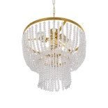 GLOBOSTAR® CRYSTAL 203-0028 Κλασικό Κρεμαστό Φωτιστικό Οροφής με Ντουί 3 x E27 AC 220-240V IP20 - Χρυσό & Διάφανο - Μ41 x Π41 x Υ40cm