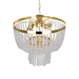 GLOBOSTAR® CRYSTAL 203-0028 Κλασικό Κρεμαστό Φωτιστικό Οροφής με Ντουί 3 x E27 AC 220-240V IP20 - Χρυσό & Διάφανο - Μ41 x Π41 x Υ40cm