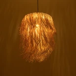GloboStar® WEG 203-0036 Boho Κρεμαστό Φωτιστικό Καπέλο Μονόφωτο 1 x E27 IP20 Μπέζ Raffia - M45 x Π45 x Υ53cm