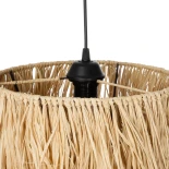 GloboStar® WEG 203-0036 Boho Κρεμαστό Φωτιστικό Καπέλο Μονόφωτο 1 x E27 IP20 Μπέζ Raffia - M45 x Π45 x Υ53cm