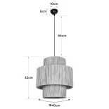 GloboStar® SALTO 203-0037 Boho Κρεμαστό Φωτιστικό Καπέλο Μονόφωτο 1 x E27 IP20 Μπέζ Σχοινί - M40 x Π40 x Υ42cm