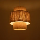 GloboStar® SALTO 203-0037 Boho Κρεμαστό Φωτιστικό Καπέλο Μονόφωτο 1 x E27 IP20 Μπέζ Σχοινί - M40 x Π40 x Υ42cm