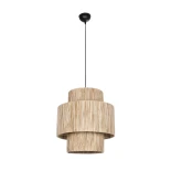 GloboStar® SALTO 203-0037 Boho Κρεμαστό Φωτιστικό Καπέλο Μονόφωτο 1 x E27 IP20 Μπέζ Σχοινί - M40 x Π40 x Υ42cm