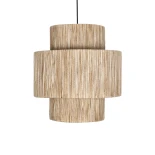 GloboStar® SALTO 203-0037 Boho Κρεμαστό Φωτιστικό Καπέλο Μονόφωτο 1 x E27 IP20 Μπέζ Σχοινί - M40 x Π40 x Υ42cm