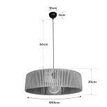 GloboStar® KYCLOS 203-0044 Boho Κρεμαστό Φωτιστικό Καπέλο Μονόφωτο 1 x E27 IP20 Μπέζ Rattan - M55 x Π55 x Υ20cm