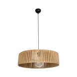 GloboStar® KYCLOS 203-0044 Boho Κρεμαστό Φωτιστικό Καπέλο Μονόφωτο 1 x E27 IP20 Μπέζ Rattan - M55 x Π55 x Υ20cm