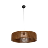 GloboStar® KYCLOS 203-0045 Boho Κρεμαστό Φωτιστικό Καπέλο Μονόφωτο 1 x E27 IP20 Καφέ Rattan - M55 x Π55 x Υ20cm