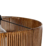 GloboStar® KYCLOS 203-0045 Boho Κρεμαστό Φωτιστικό Καπέλο Μονόφωτο 1 x E27 IP20 Καφέ Rattan - M55 x Π55 x Υ20cm