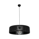 GloboStar® KYCLOS 203-0046 Boho Κρεμαστό Φωτιστικό Καπέλο Μονόφωτο 1 x E27 IP20 Μαύρο Rattan - M55 x Π55 x Υ20cm