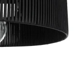 GloboStar® KYCLOS 203-0046 Boho Κρεμαστό Φωτιστικό Καπέλο Μονόφωτο 1 x E27 IP20 Μαύρο Rattan - M55 x Π55 x Υ20cm